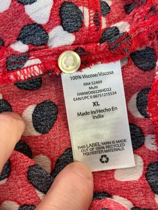 Free Assembly Red, White, Blue Printed Ruffle-Hem Dress w/Pockets Women’s XL - Picture 7 of 8